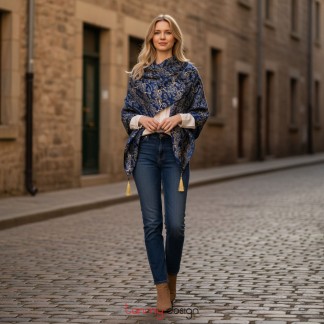 Silk scarf TIMESQUARE - PEARLWOOD INDIGO 90*100cm